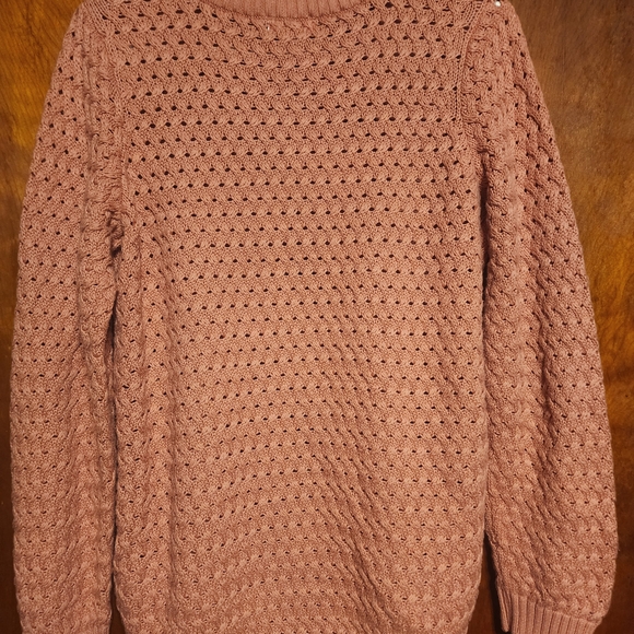 VENUS Dusty Rose Open-Knit Crew Sweater - Picture 4 of 4